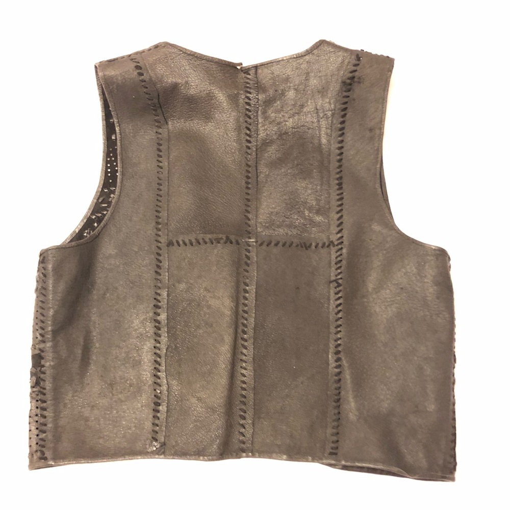 Leather Patchwork Vest Size Medium - image 3